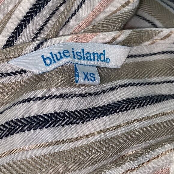 Blue Island Striped Wide Leg Jumpsuit XS Resortwear Cruise Chic Vacation Ready - Picture 9 of 14